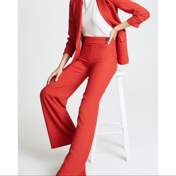 Veronica Beard Red Taren Wide Leg 
